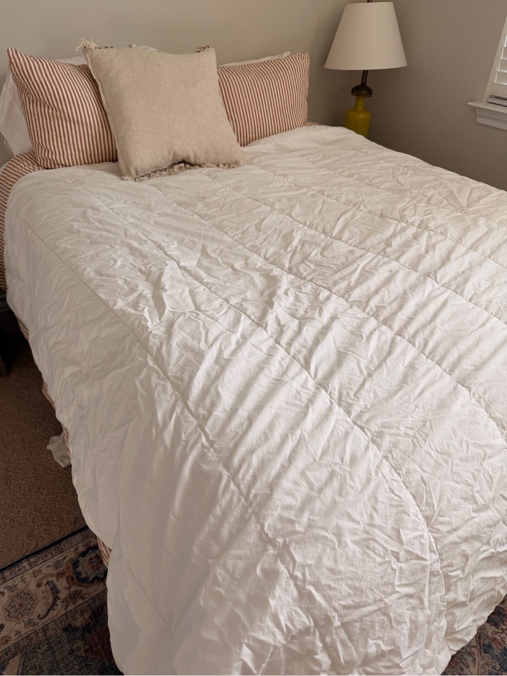 IKEA White Quilted Comforter with Subtle Stitch Pattern